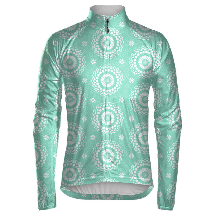 Green Paste Background With Mandala Floral Ornament Unisex Cycling Jacket