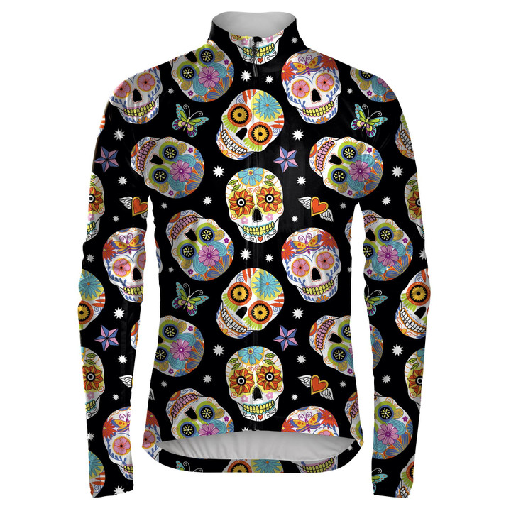 Traditional Mexican Sugar Skulls With Star And Butterfly Unisex Cycling Jacket