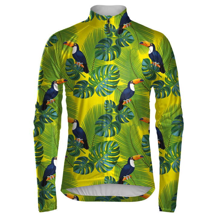 Toucan Birds With Palm And Monstera Leaves Unisex Cycling Jacket