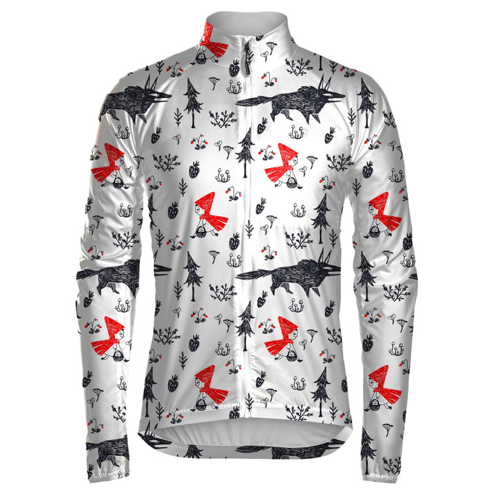 Cute Little Red Riding Hood And Black Wolf Unisex Cycling Jacket