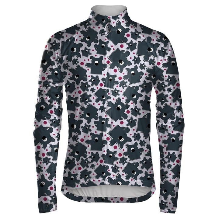 Nice Wolf And Red Dot In Jigsaw Puzzle Unisex Cycling Jacket
