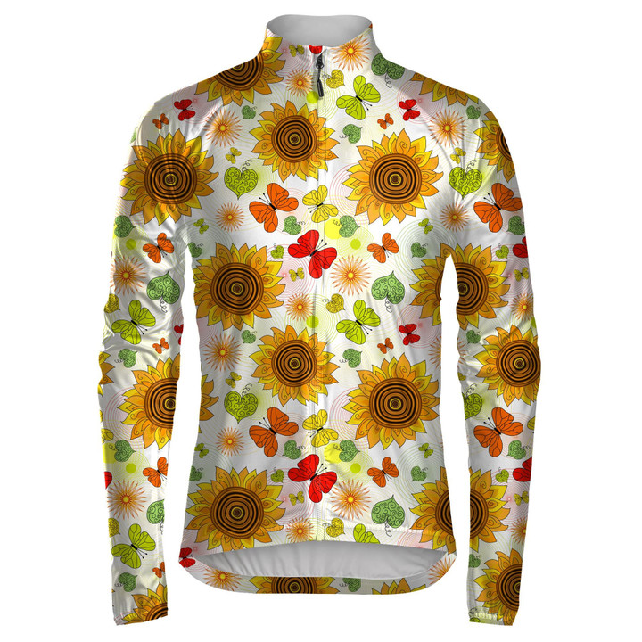 Floral Summer Pattern With Sunflowers And Butterflies Unisex Cycling Jacket