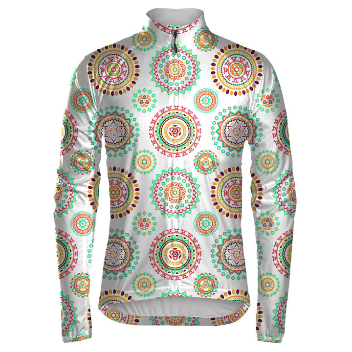 Bright Blue Background With Ornament Of Mandalas Unisex Cycling Jacket