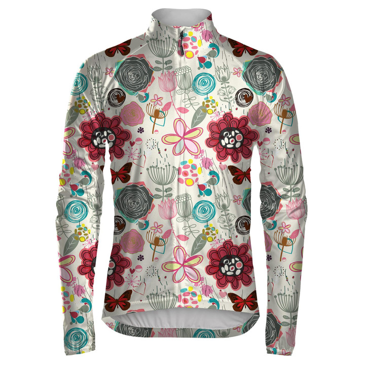 Theme Tropical Floral And Butterfly In Retro Style Unisex Cycling Jacket