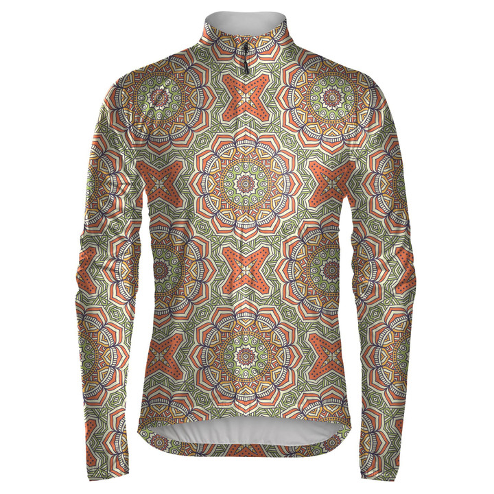 Vintage Colorful Round Floral In Mandala Motif Unisex Cycling Jacket