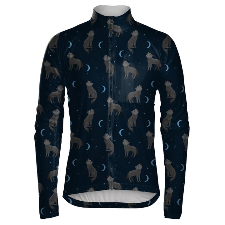 Grey Wolf Howling At The Blue Moon Unisex Cycling Jacket