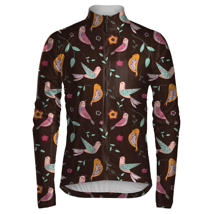 Funny Colored Birds With Flower And Leaf Unisex Cycling Jacket