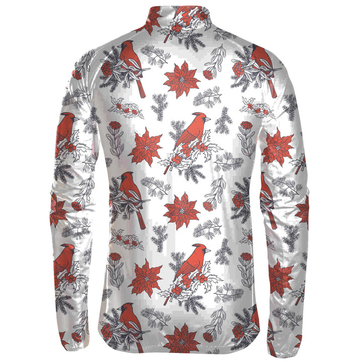 Watercolor Red Cardinal Poinsettias And Christmas Plants Unisex Cycling Jacket