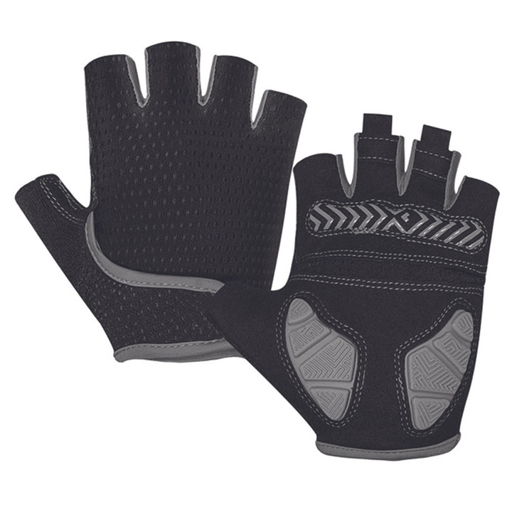 Cycling Gloves Half Finger Sport Breathable With Black Gray Color For Men And Women