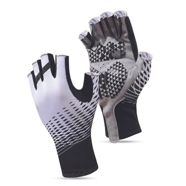 Cycling Gloves Half Finger Gel Shockproof Breathable With White Color For Men And Women