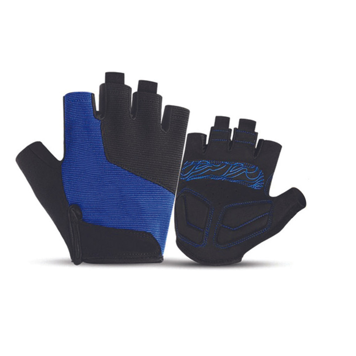 Cycling Gloves Half Finger Sport Shock Absorbing With Blue Color For Men And Women