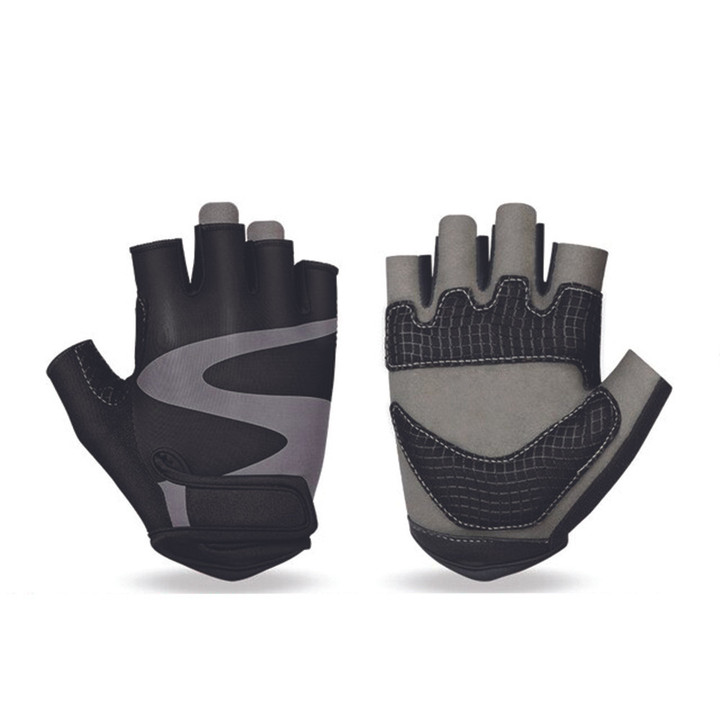 Cycling Gloves Half Finger Summer Sports Fitness Breathable With Full Black Color For Men And Women