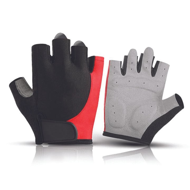 Cycling Gloves Half Finger Super Riding Breathable With Black Red Color For Men And Women