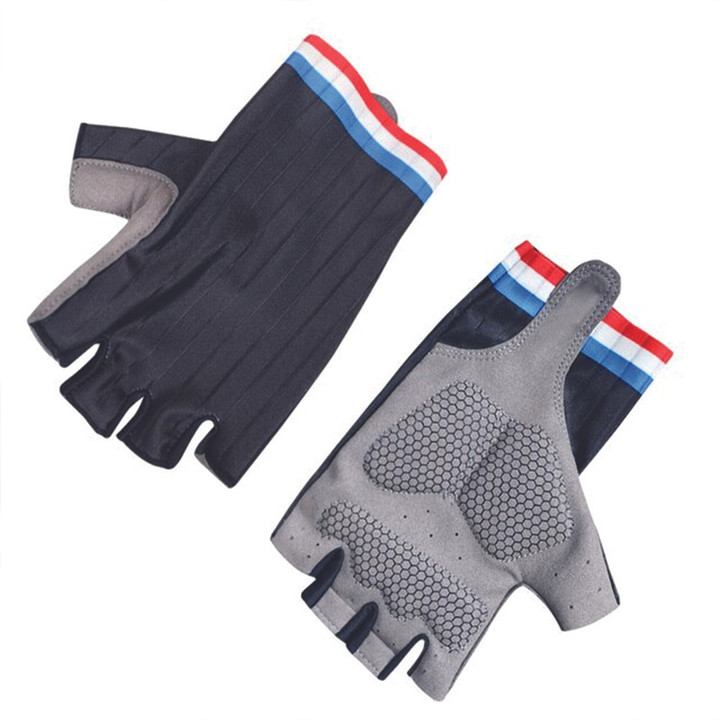 Cycling Gloves Half Finger Breathable With Black And Color Line Pattern Color For Men And Women