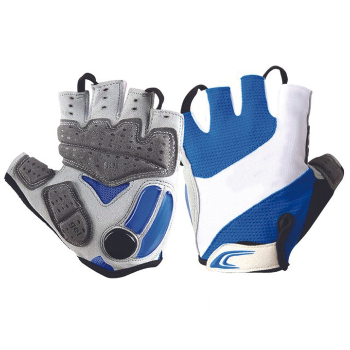 Cycling Gloves Half Finger Gel Pad Men And Women Sports With White And Blue Color