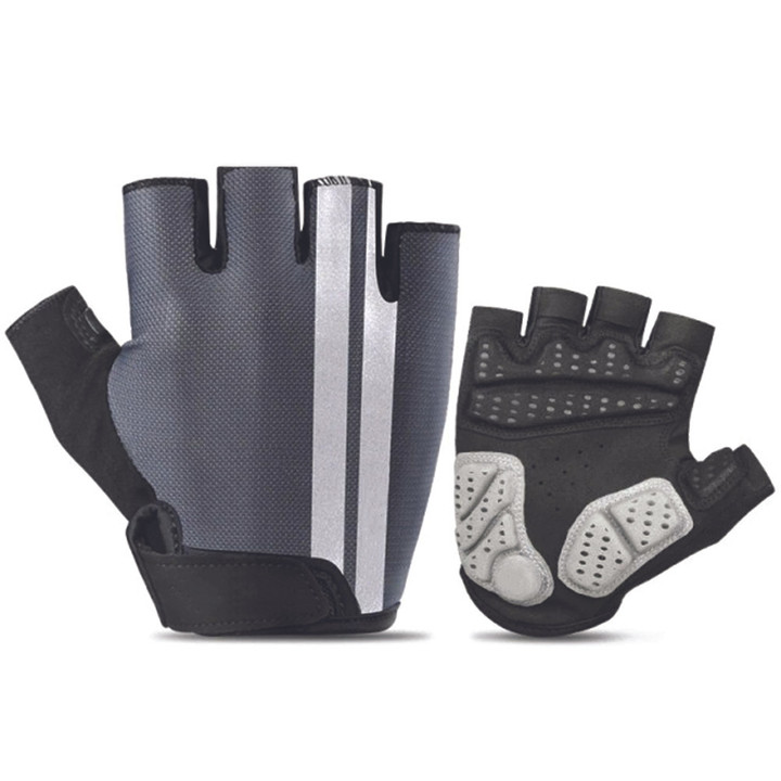 Cycling Gloves Half Finger Grey And Silver Line Design For Men And Women