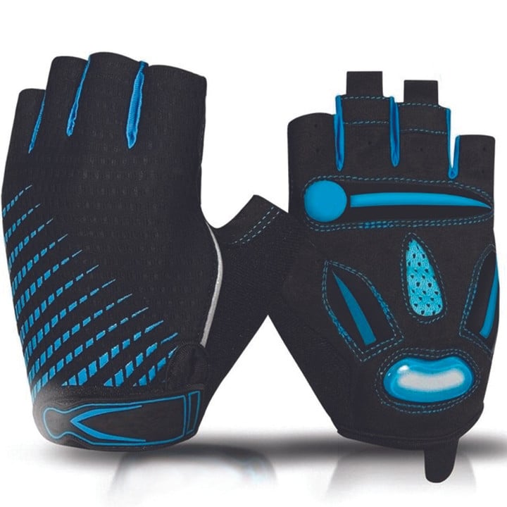 Cycling Gloves Half Finger Summer Shockproof Sports Gel Pad Breathable With Blue Color For Men And Women