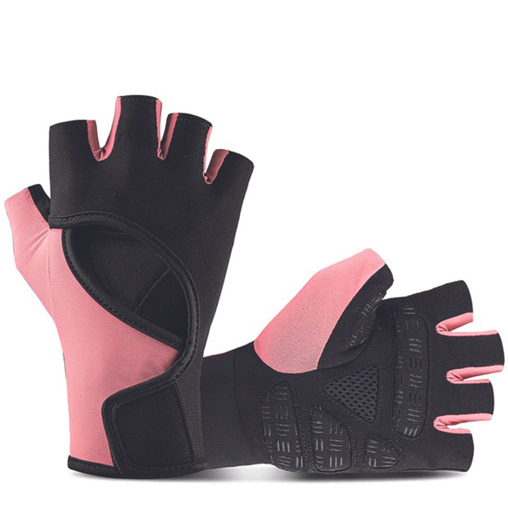 Cycling Gloves Half Finger Resistant Breathable Road Sports With Black Pink Color For Men And Women