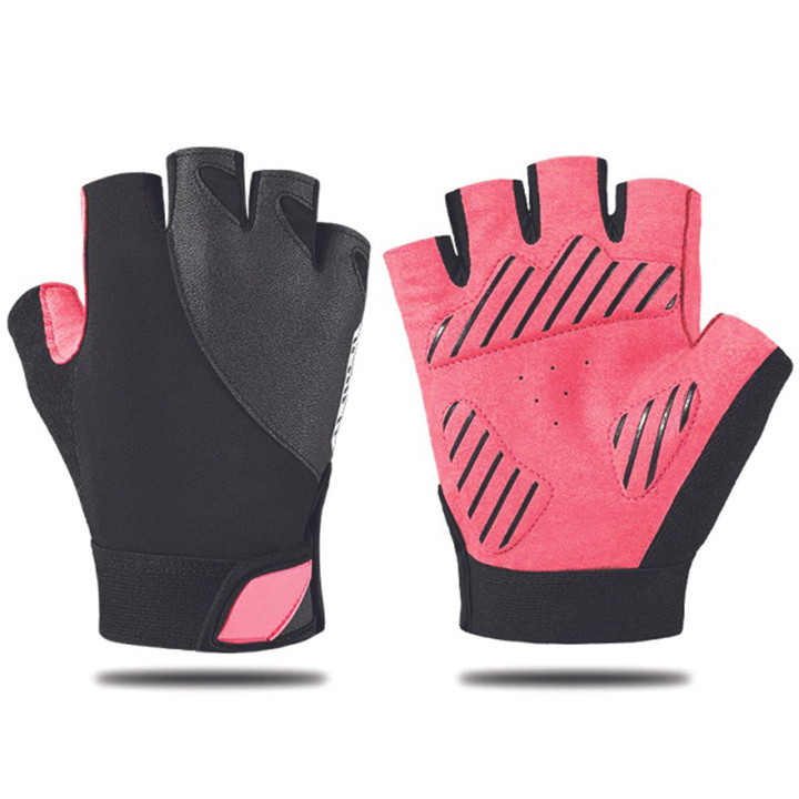 Cycling Gloves Half Finger Resistant Breathable Road Sports With Pink Black Color For Men And Women