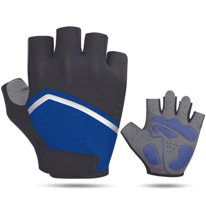 Cycling Gloves Half Finger Shockproof Resistant Breathable With Blue For Men And Women