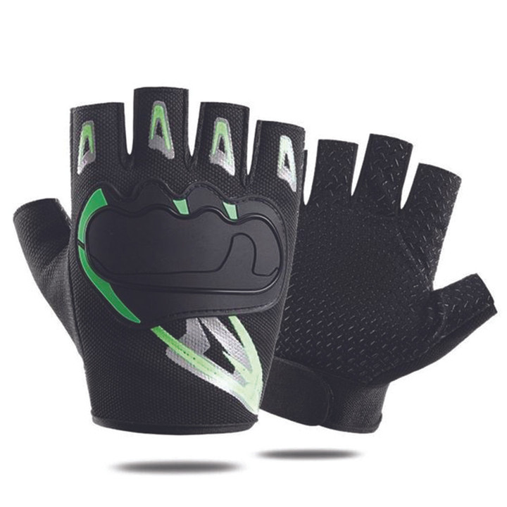 Cycling Gloves Half Finger Anti-slip Breathable Speed Road Bicycle For Men And Women Green Color
