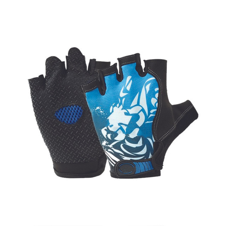 Cycling Gloves Half Finger Anti Slip For Men And Women Bicycle Sports Blue Design