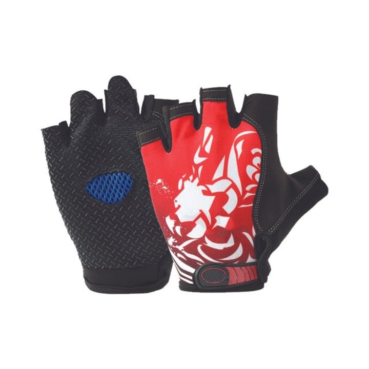 Cycling Gloves Half Finger Anti Slip For Men And Women Bicycle Sports Red Design