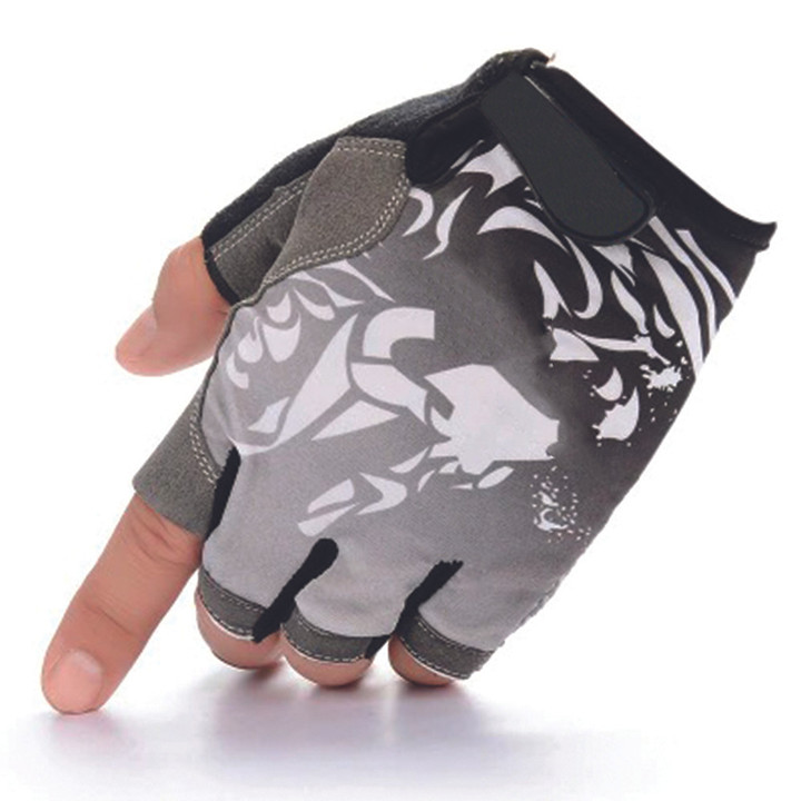 Cycling Gloves Half Finger Anti Slip Breathable With Gray Color For Men And Women