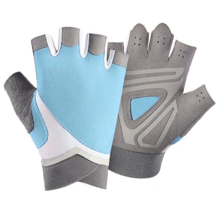 Cycling Gloves Half Finger Light Weight Breathable Professional Unisex With Light Blue Color Design