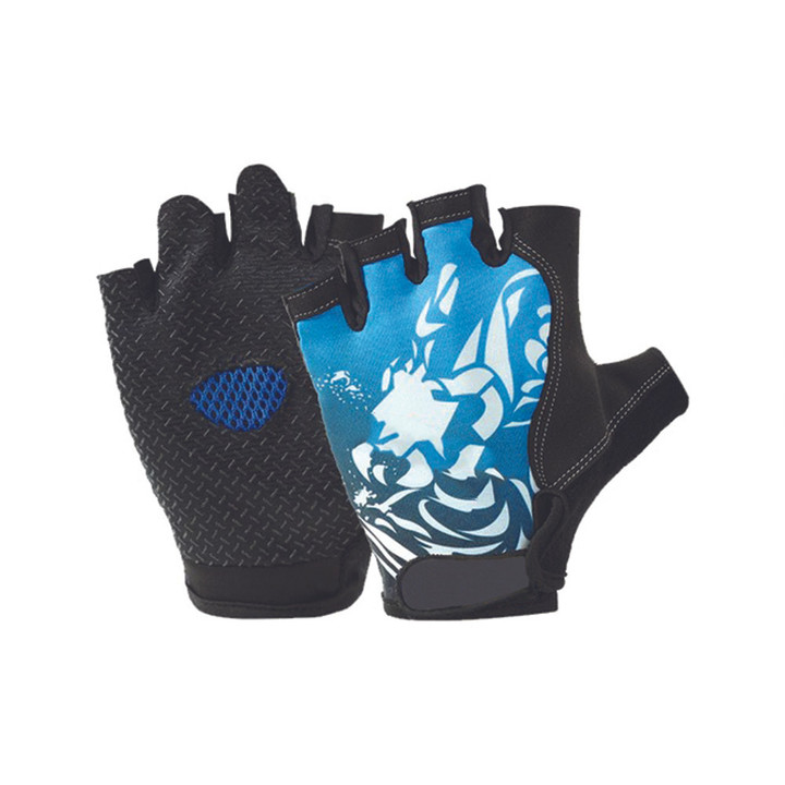 Cycling Gloves Half Finger Sports Bike Accessories Breathable With Black Blue Color For Men And Women