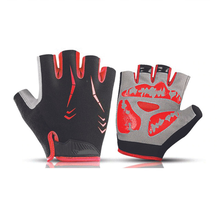 Cycling Gloves Half Finger Summer Sports Fitness Breathable With Black Red Color For Men And Women
