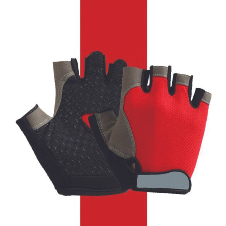 Cycling Gloves Half Finger Sports With Red Color For Men And Women