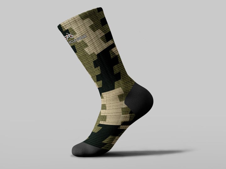 Cycling Sock - Abstract Geometry Urban Camo Knitted Pattern