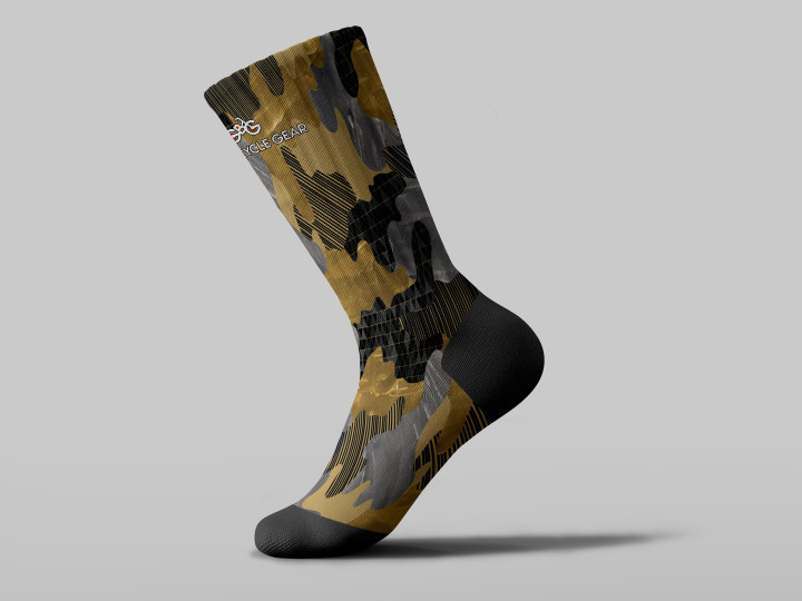 Cycling Sock - Trendy Gold Gray Marble Camouflage Geometry Pattern