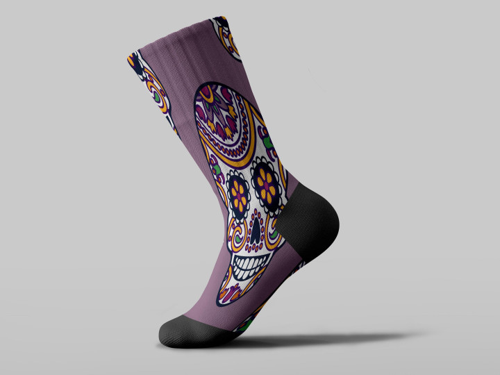 Cycling Sock - Mexican Sugar Skulls For Day Of The Dead Celebration