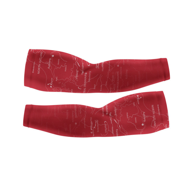 Arm Warmers - Denmark In Red Background For Men And Women