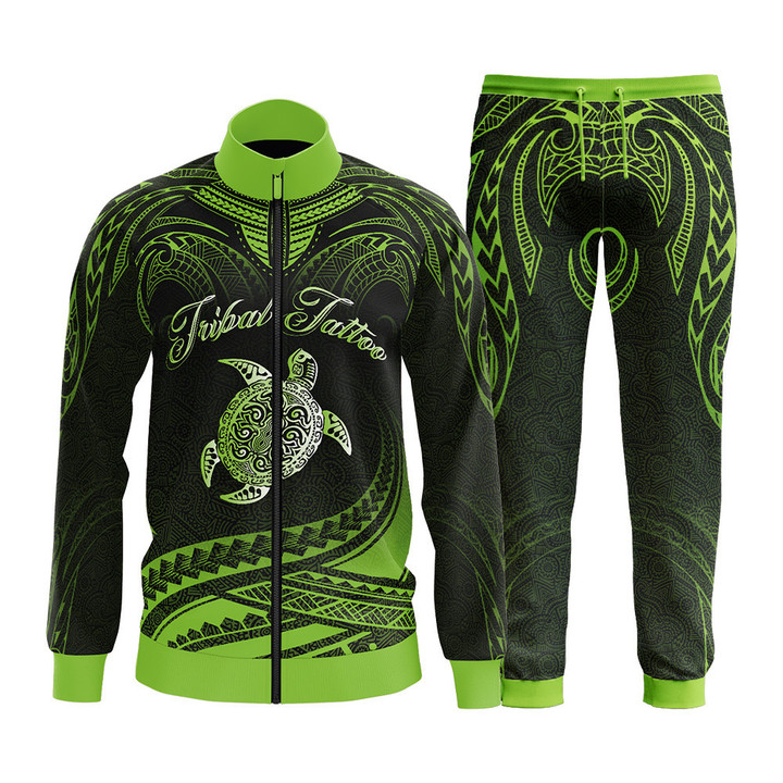 Training Tracksuit Tribal Tattoo Pattern With Green Background