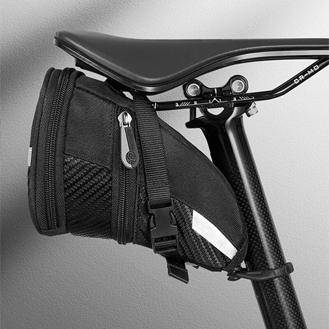 Cycling Saddle Bag Waterproof Bike Rear Tool Night On Gray And Black Background For Men And Women