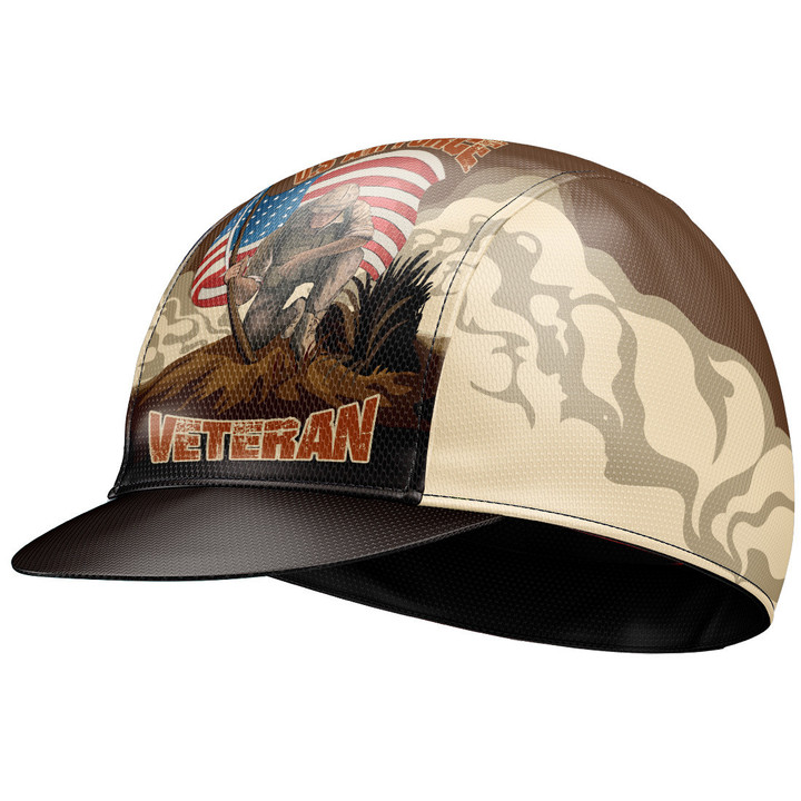 Cycling Cap For Men And Women The U.S Air Force Veteran With Brown And Beige Background