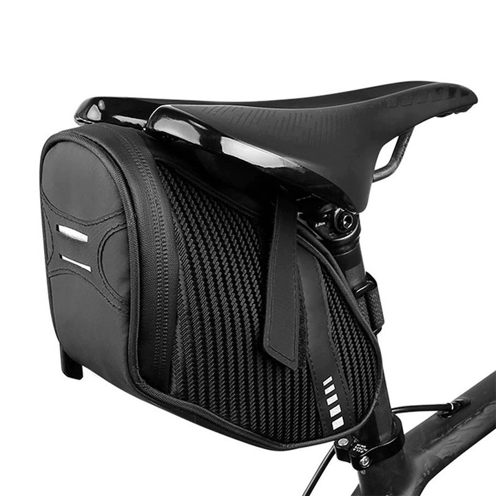 Cycling Saddle Bag Waterproof Portable Road Bicycle Accessories Under Seat Strap In Black Color