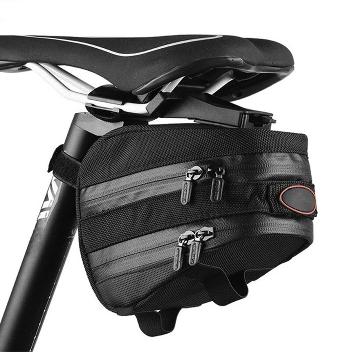 Cycling Saddle Bag Waterproof With Pockets Road Bike Rear Bicycle Accessories In Black Color
