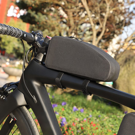 Cycling Frame Bag Waterproof With Tube Shape Bike Accessories In Black Color