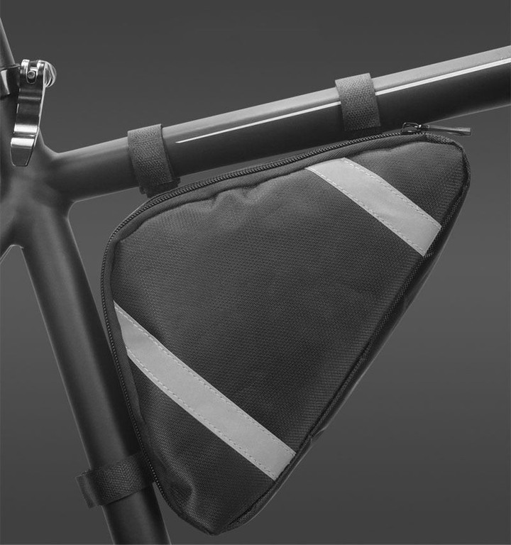 Cycling Frame Bag Waterproof With Triangle Shape Bike Accessories For Men And Women In Black And Gray Color
