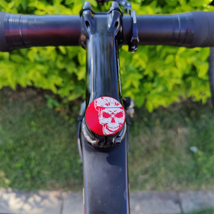 Bike Tracker Holder With Skull Wear Helmet Pattern Bicycle Accessories In White And Red Colord