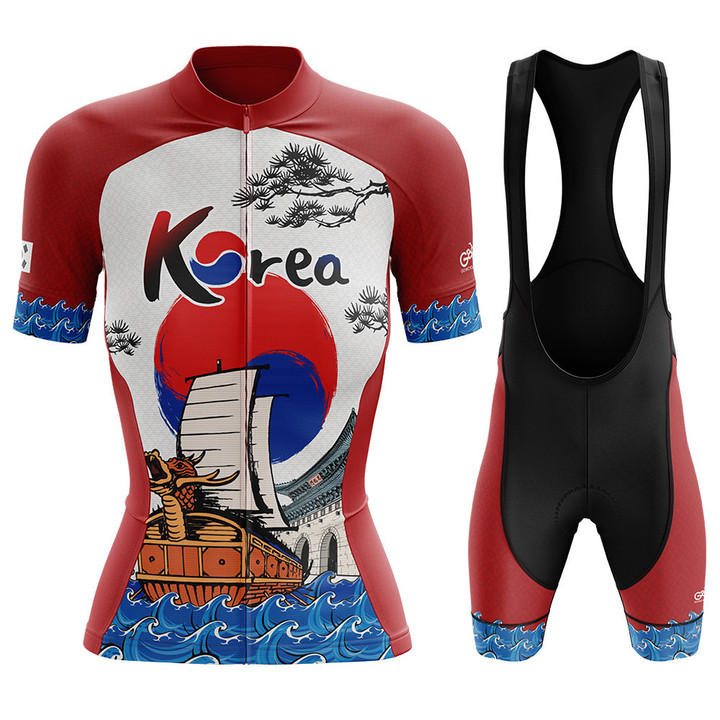 Cyclist In Korea Premium Women's Cycling Jersey With Red And White Color