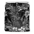 Hawaiian Bedding Set - Hibiscus And Pineapple In BW Style - AH - K5 - Amaze Style™