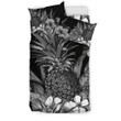 Hawaiian Bedding Set - Hibiscus And Pineapple In BW Style - AH - K5 - Amaze Style™