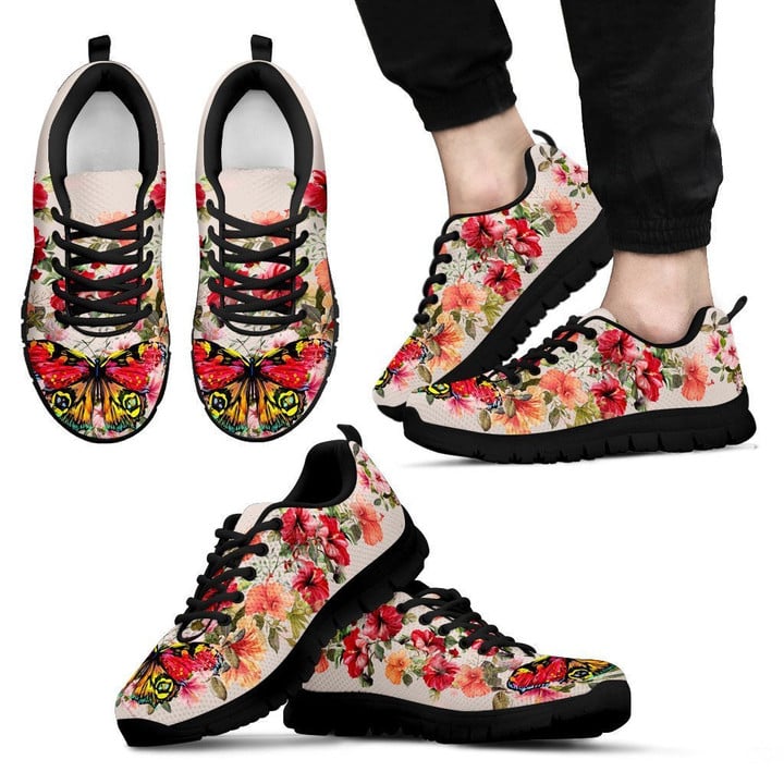 Hibiscus Butterfly Sneakers - AH - Amaze Style™-SNEAKERS