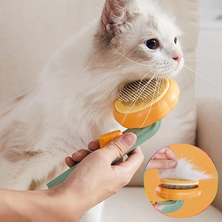 🎉Hot Selling🐈Pumpkin Pet CombPet Grooming Self Cleaning Slicker Brush for Dogs Cats Puppy Rabbit