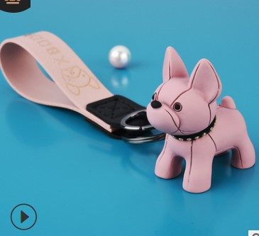Fashion Punk French Bulldog Keychains PU Leather Dog Keychain For Women Bag  Pendant Jewelry Trinket Men's Car Key Chain Key Ring - AliExpress